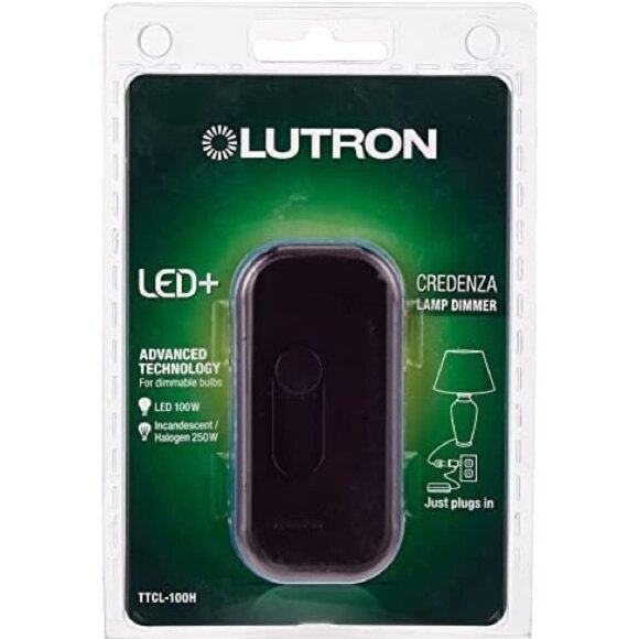 🆕 Lutron Credenza LED+ 100-Watt Plug-In Lamp Dimmer Switch, TTCL-100H-BR, Brown - Picture 1 of 3